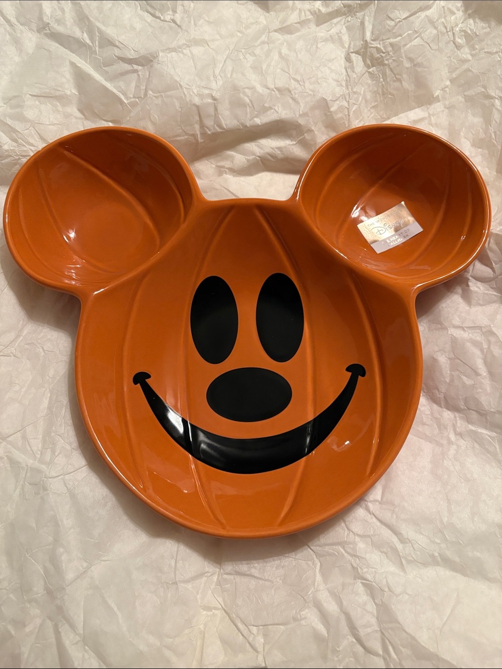 Hallmark Disney Mickey Mouse Jack-o'-Lantern Chip and Dip Bowl NWT